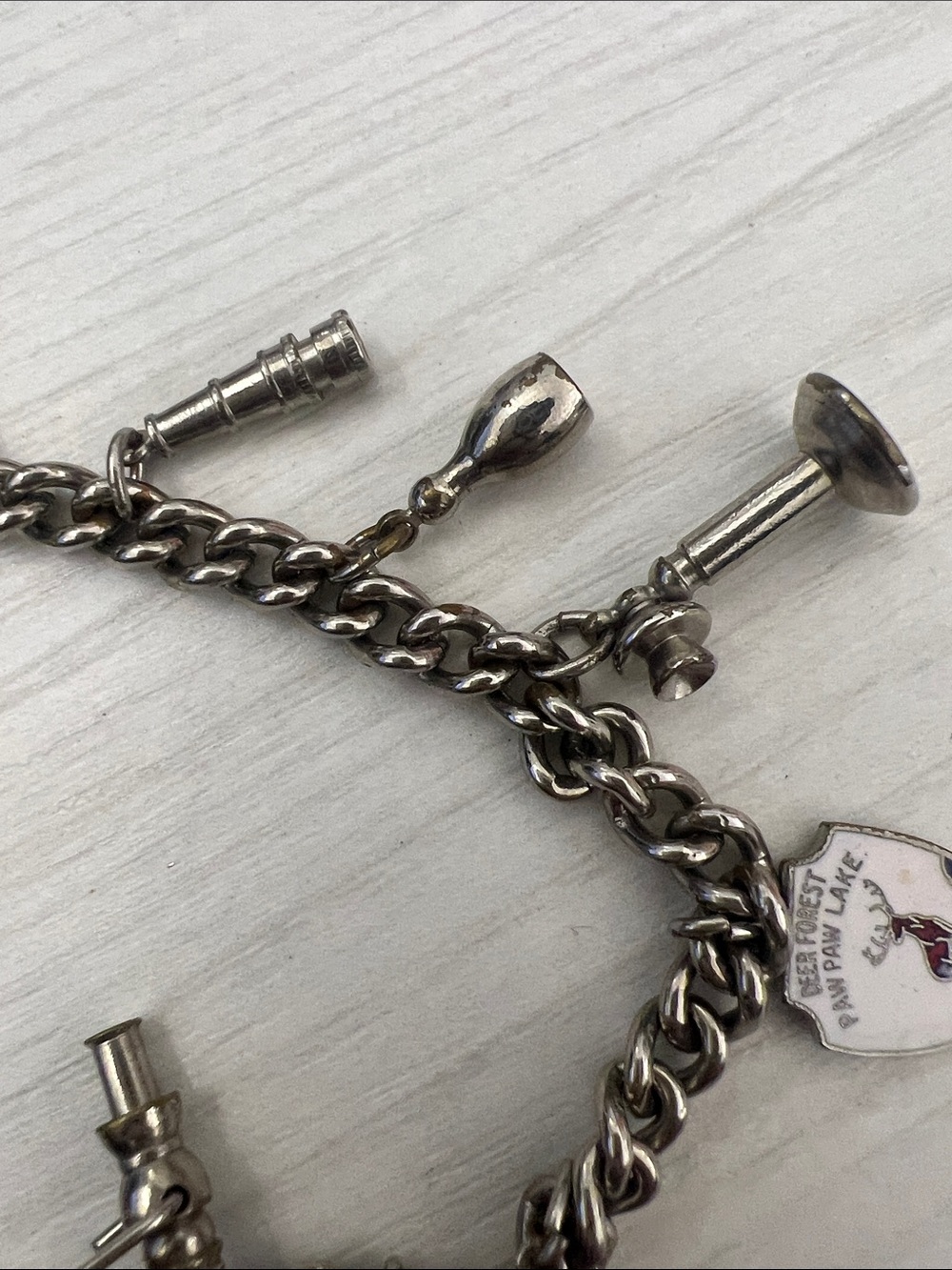 Silver-Tone Travel Charm Bracelet with Enamel Shield Charm - Picture 7 of 13